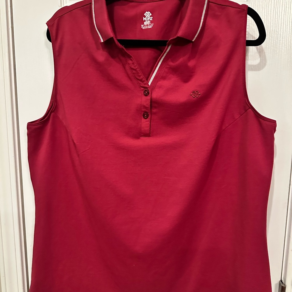 Women's Red Sleeveless Golf Polo Top
